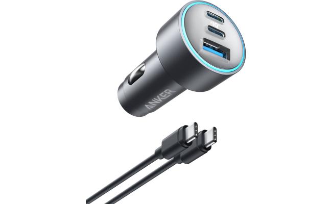 Anker USB-C Car Charger, 67W 3-Port Compact Fast Charger, Adapter With 0.91M 3.0 USB-C To C Cable Included, For Smartphones And Gadgets - Black